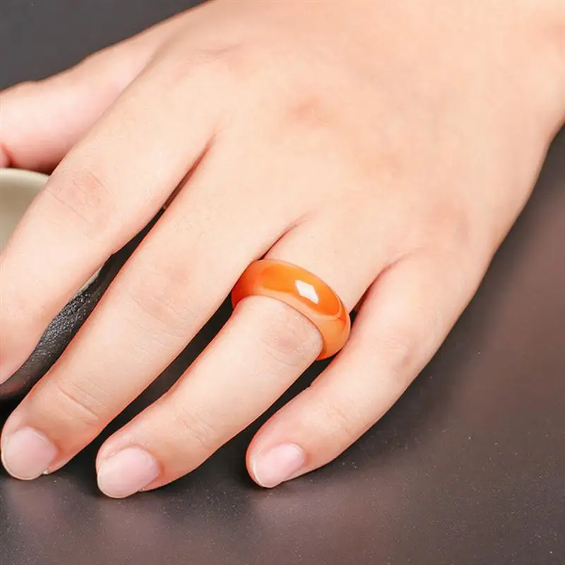 Red Carnelian Crystal Ring and Women Fashion Agate Ring Band Jewelry Plain for Natural Girls Ring