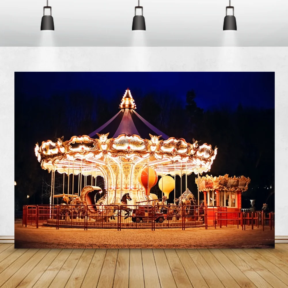 Laeacco الطفل الحصان كاروسيل تسلية حزب صورة التصوير الخلفيات التصوير الخلفيات صورة المتصل استوديو الصور