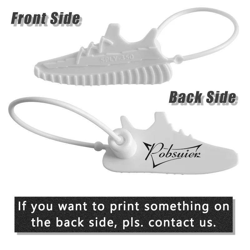 100 Custom Printed Shoe Tags Disposable Off Plastic White Brand Logo Gift Hang Label Tag for Sneakers Yeezy 350 Shoes 160mm/6.3\