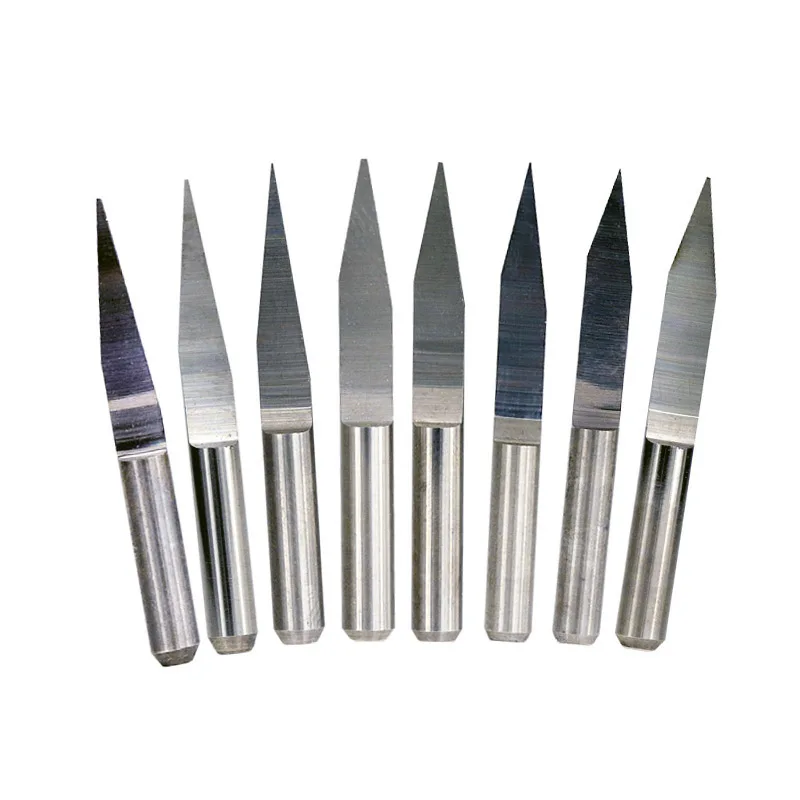 10pcs 10/15/20/25/30/40/45/60/90 Degrees PCB Engraving Bit V Shap Tip End Mill Tungsten Carbide PCB 3D 3.175 1/8Milling Cutter