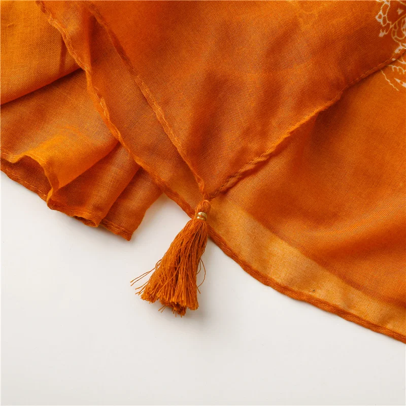 New Women Fashion Orange Cashew Floral Viscose Shawl Scarf From Aztec Ethnic Echarpe Foulard Femme Bufanda Muslim Hijab 180*90Cm