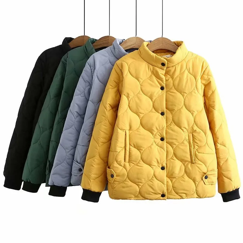 Autumn Winter Short Lightweight Down Cotton Jacket Women's Coats New Stand collar Oversized 4XL Warm Cotton Padded Coat Female