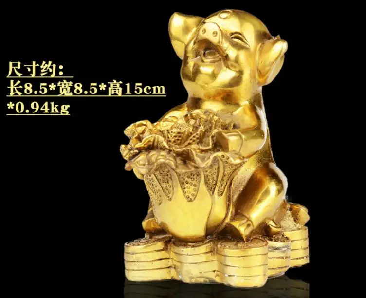 Pure copper blessing pig feng shui home zodiac pig crafts decoration