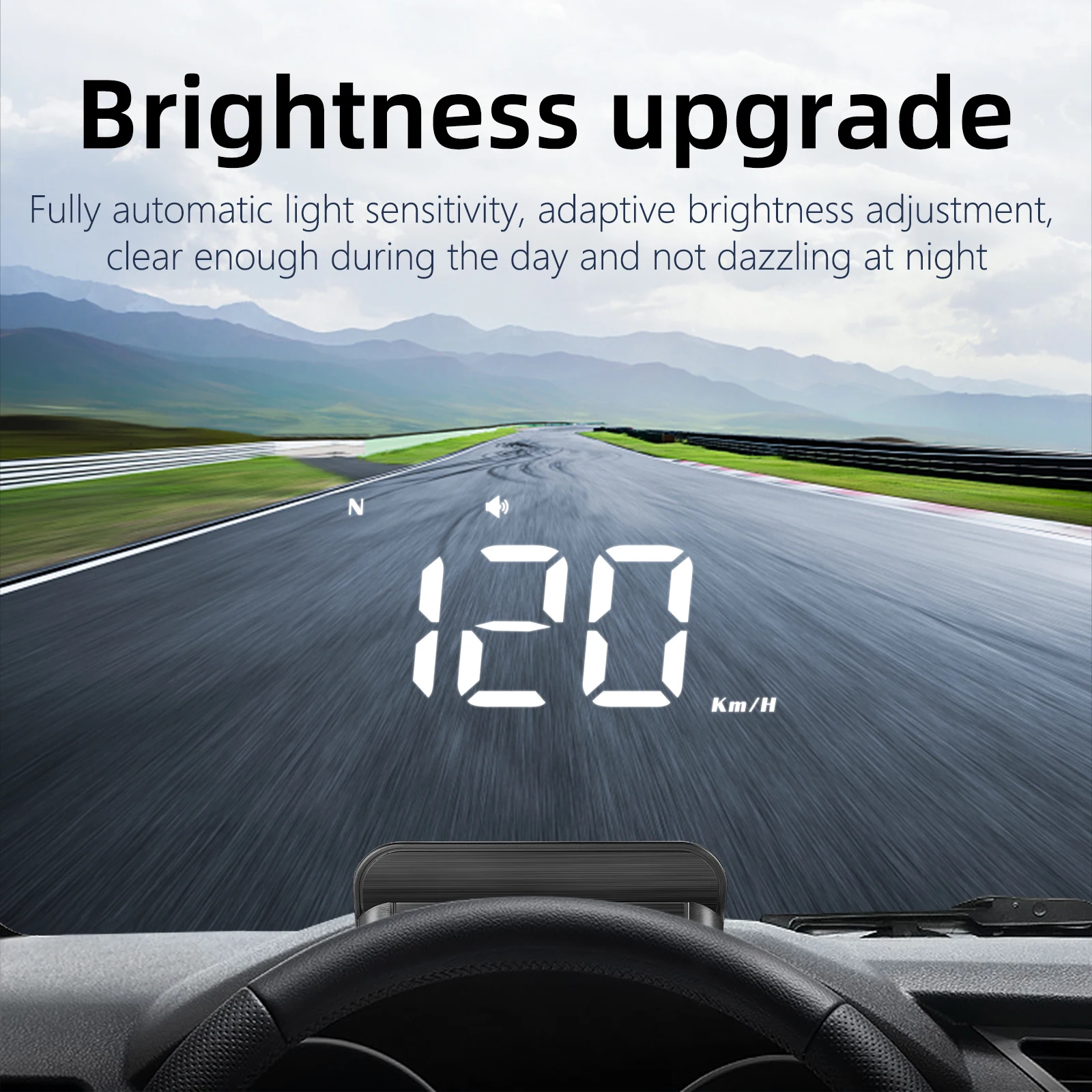 Car HUD GPS Gauge Head up Display Speedometer 3D Reflection Speed Compass Overspeed Alarm for All Cars SUV RV Pickup Truck Van