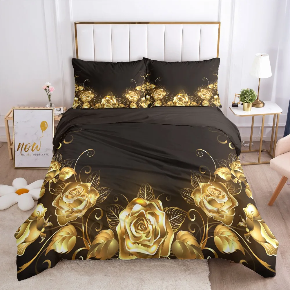 

Luxury Bedding Set 3pcs with Zipper 3D Duvet Cover Set Bed Linen Comforter/Quilt Coves King Queen Full Double Size Home Textile