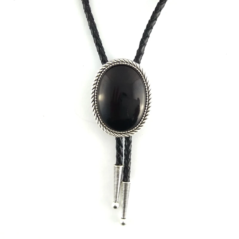 

Black Royalblue Stone Western Cowboy Bola Bolo Tie Unisex for Men Women Novelty Neckties Fashion Wedding Party Gift Accessories