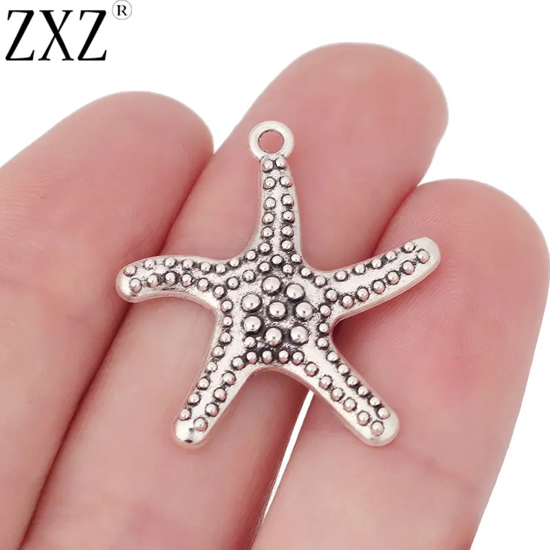 ZXZ 20pcs Tibetan Silver Star Fish Starfish Charms Pendants for Necklace Earring DIY Jewelry Making Accessories