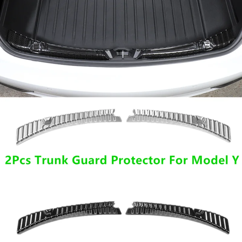 

Silver Black Rear Bumper Foot Plate Trunk Door Sill Guard Protector Rear Trunk Sill Cover For Tesla Model Y 2020 2021 2022