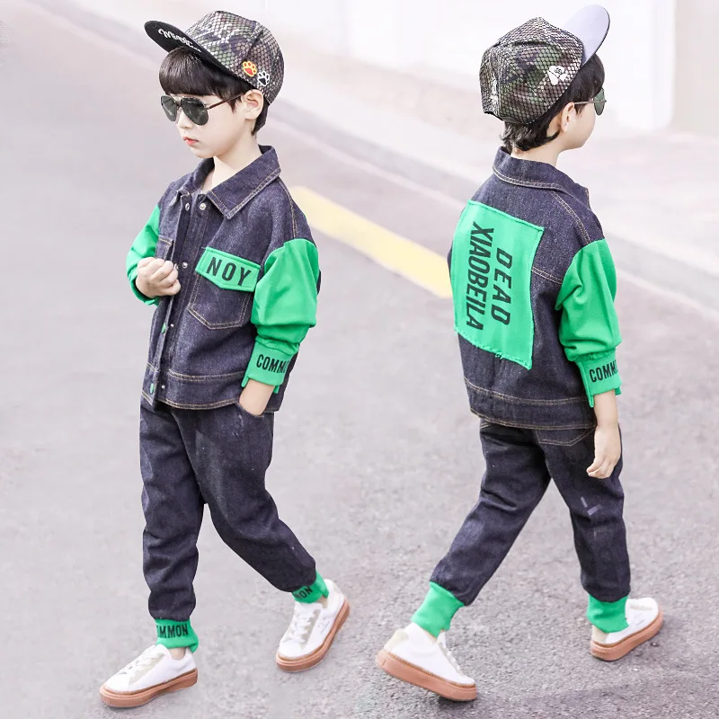 Abbigliamento per bambini neonati Costume lettera tuta per bambini giacca di jeans pantaloni completi Set da 2 pezzi abbigliamento invernale per bambino teenager