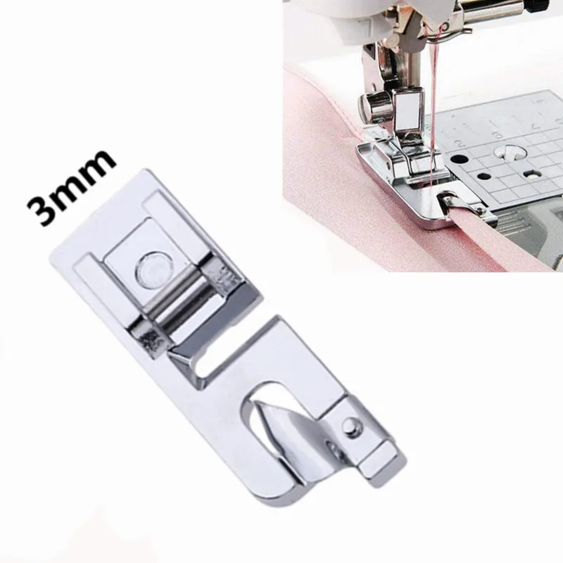 1Pc Hot Sale 3MM/4MM/6MM Rolled Hem Foot Presser Foot For Brother Janome Sewing Machine Domestic Sewing Accessories 5BB5984