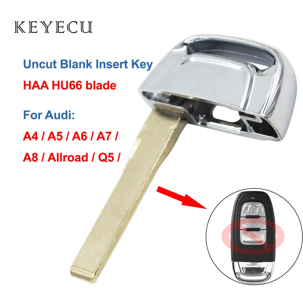 

Keyecu Replacement Uncut Blank Insert Key Emergency Key for Audi A3 A4 A5 A6 A7 A8 Q5 Allroad Remote Key Blank HAA HU66 Blade