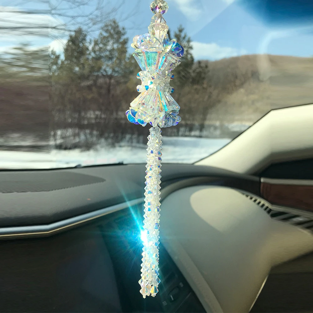 Car Rearview Mirror Hanging Crystal Decoration Multiple Color Mirror Accessories Advanced High Quality Crystal Never Fade