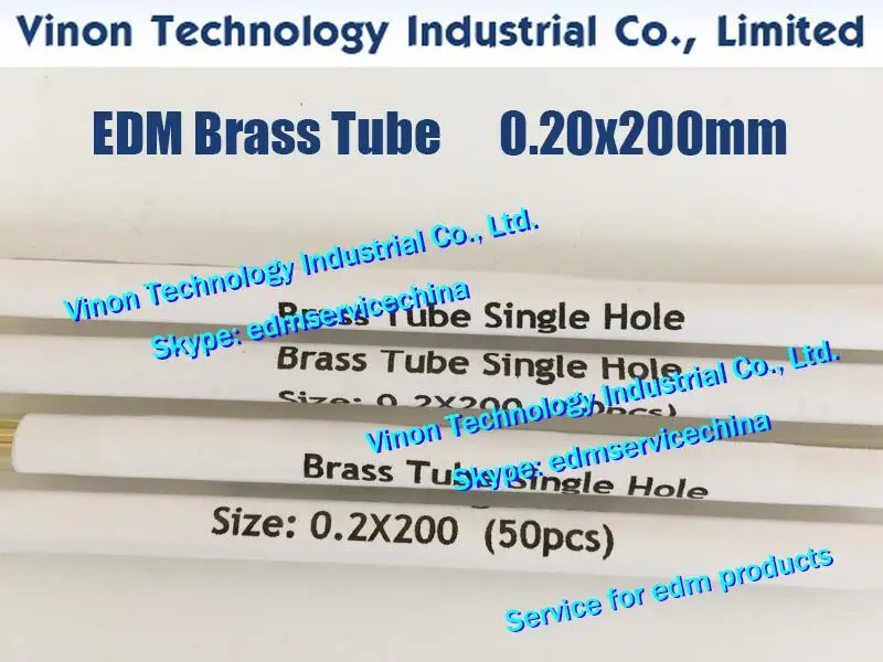 (50pcs/lot) 0.20x200MM Brass Tube Single Channel, Brass EDM Tubing Electrode Tube Single Hole Dia. 0.2mm Length 200mm