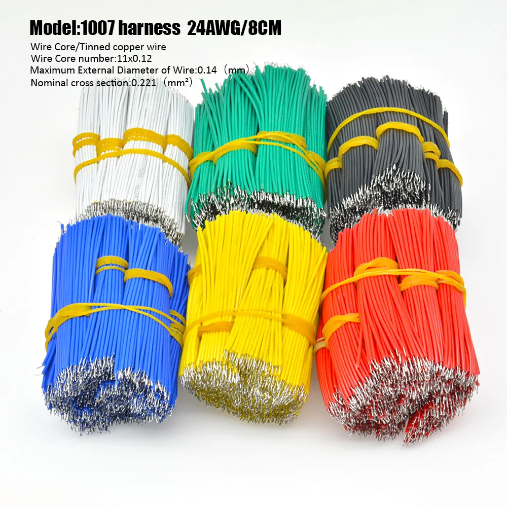 100 шт./лот 24AWG 8 см Луженая макетная плата PCB припой кабель Fly Jumper Wire оловянные провода 1007-24AWG соединительный провод