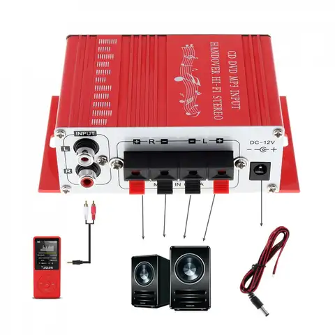 핸드 오버 하이파이 2 채널 12V 자동차 파워 앰프 스테레오 오디오 플레이어, CD DVD MP3 입력 지원, 자동차 오토바이 가정용