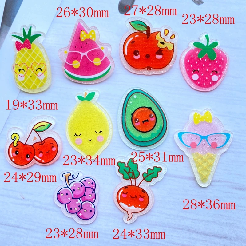 10Pcs Kawaii carino serie di frutta mista posteriore piatta cabochon acrilici Scrapbooking gioielli fai da te decorazione artigianale accessori H88