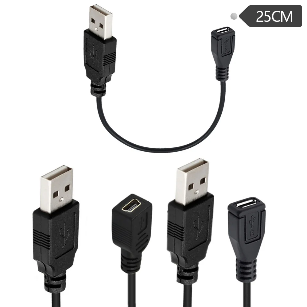 المصغّر usb 5Pin & Mini usb 5Pin أنثى إلى USB 2.0 A كابل موصل ذكر قرص صلب كاميرا رقمية الهاتف المحمول كابل بيانات 0.25m
