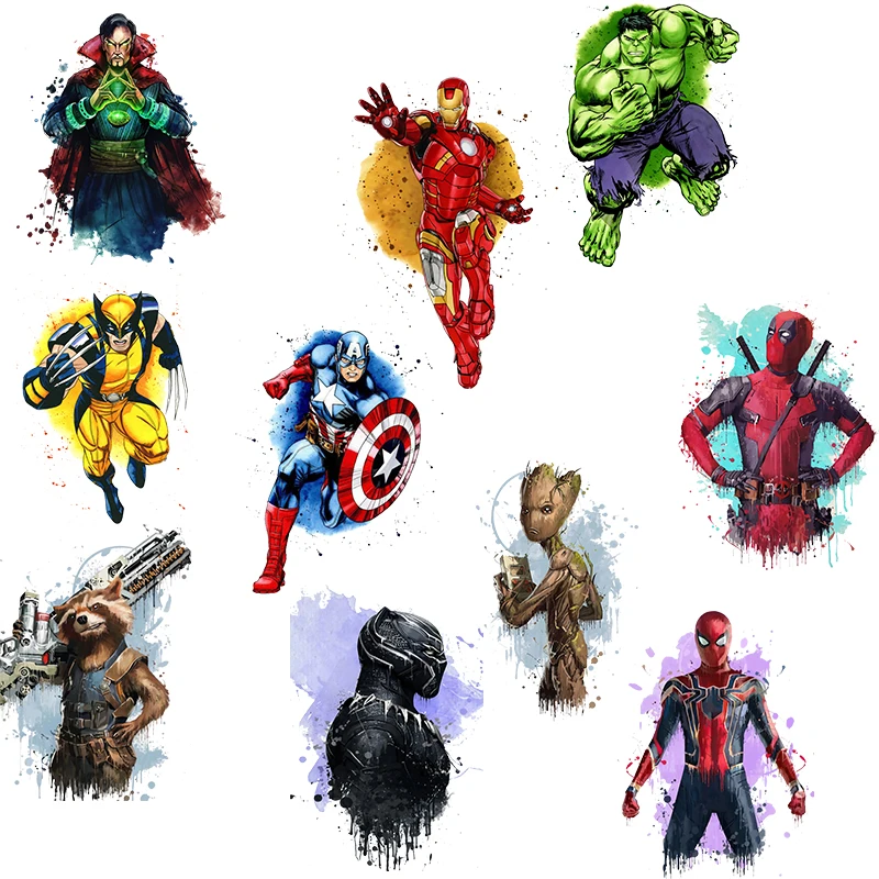 Spiderman Marvel Hulk Patches for Jackets Diamond Painting Iron Man Transfers DIY T-Shirt for Christmas Decor Fusible Patch Gift