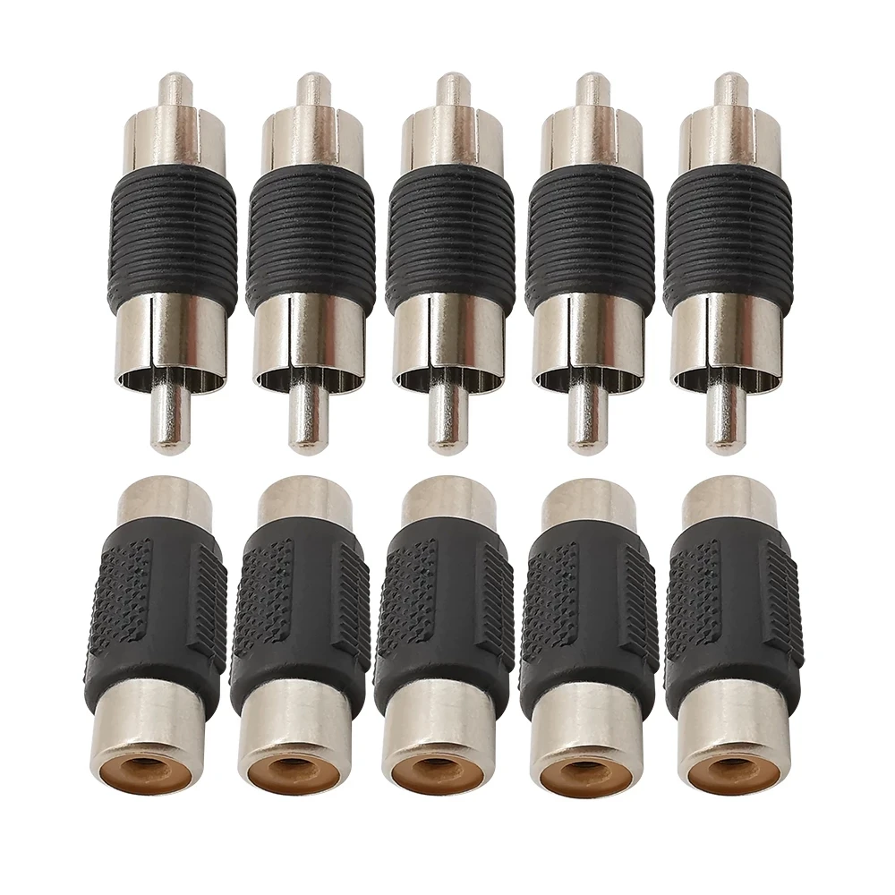 10Pcs RCA Male to Male RCA Female to Female AV Audio Video Cable Plug RCA Connector Jack Adapter for CCTV Camera