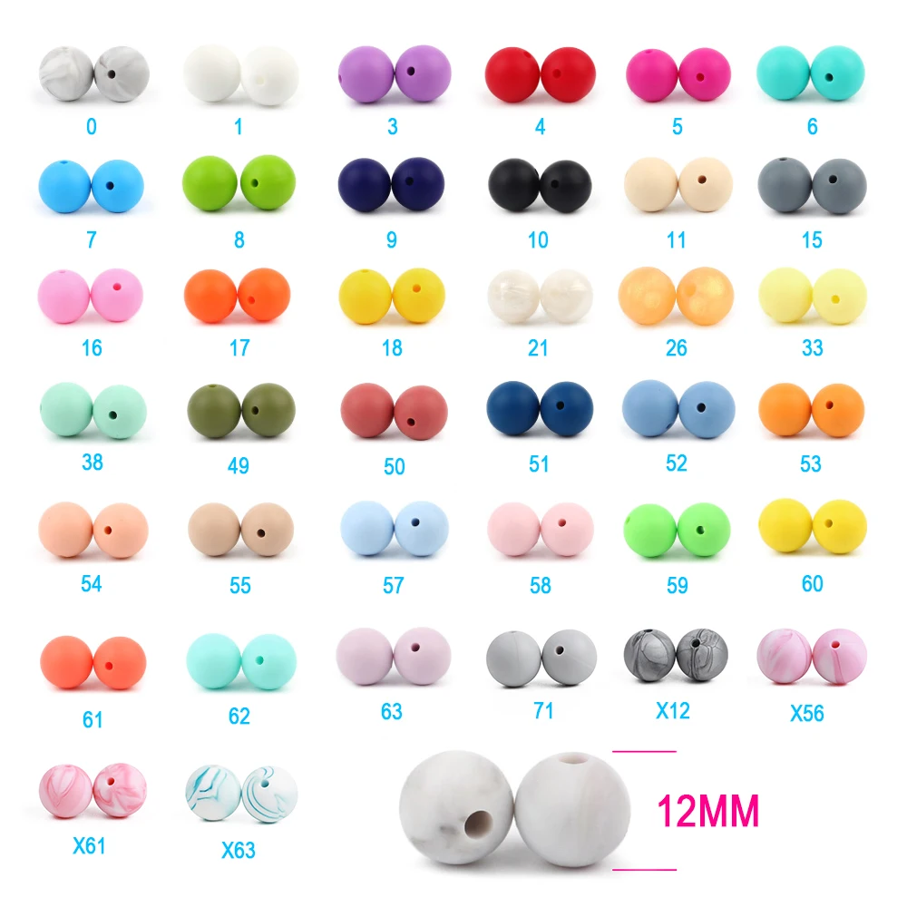 TYRY.HU 500pc Silicone Beads 12mm Baby Teething Necklace Balls For Baby Chew Toys Baby Bite Teethers Accessories Beads wholesale