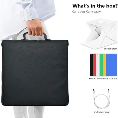 Hopfällbar ljuslåda 20/30/40 cm bärbar fotostudiotält LED-softbox bakgrundskit USB mini-ljuslåda för DSLR-kamera 8 best sales studio fotolåda - №6