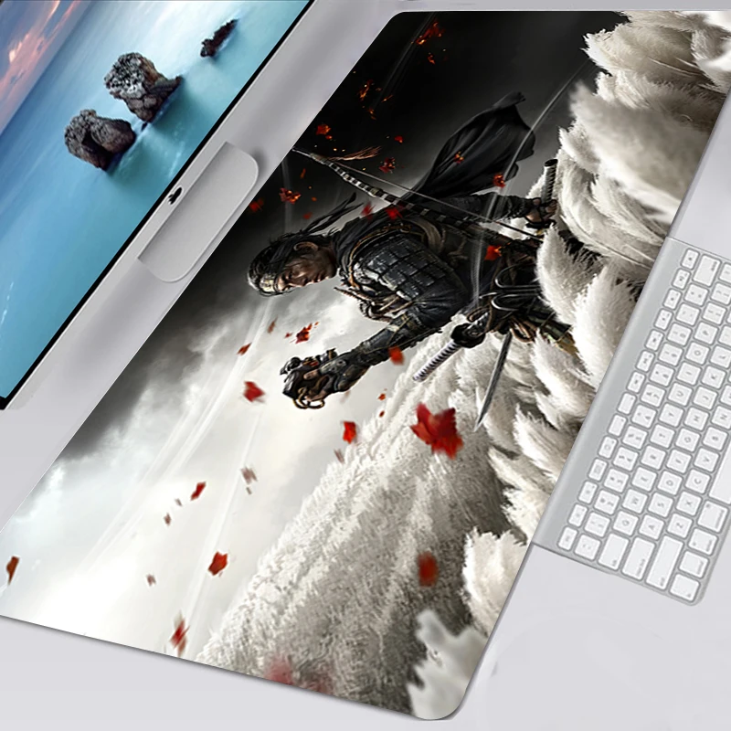 Ghost of Tsushima Large XXL Mousepad 90X30 Gaming Accessories Non-slip XL Mouse Pad Gamer Mausepad Keyboard Mat Tapis De Souris