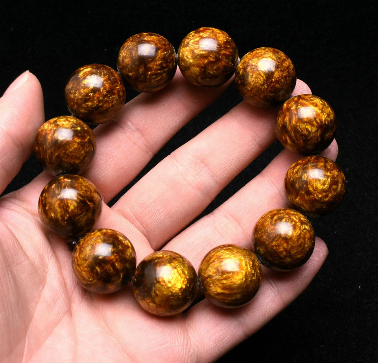 Genuine Golden Black Coral Sea Willow Bracelet Beads 20 mm