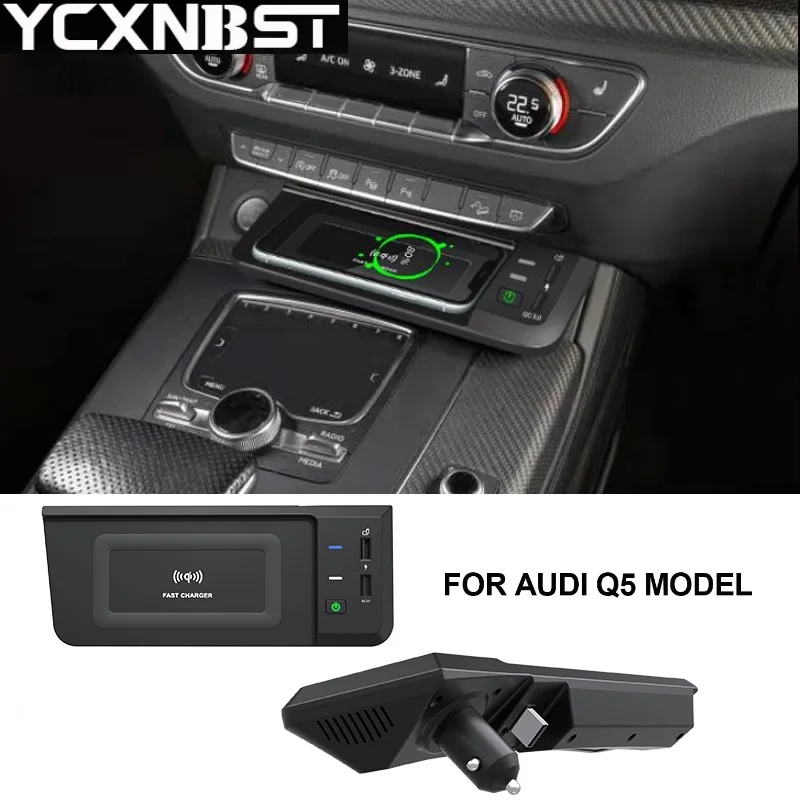 

15W fast car wireless charger charging phone holder Pad USB for Audi Q5 SQ5 2018-2020