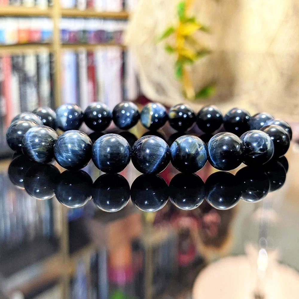 MG1145 Natural 10 MM Steel Blue Tiger Eye Bead Bracelet for Men New Arrival Style Mens Bracelet