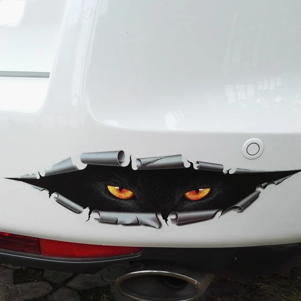 3D Monster Leopard Peeking Car SUV Window Rear Trunk Vinyl Die-cut Funny Decal Sticker Universal Exterior Parts Car Accessories