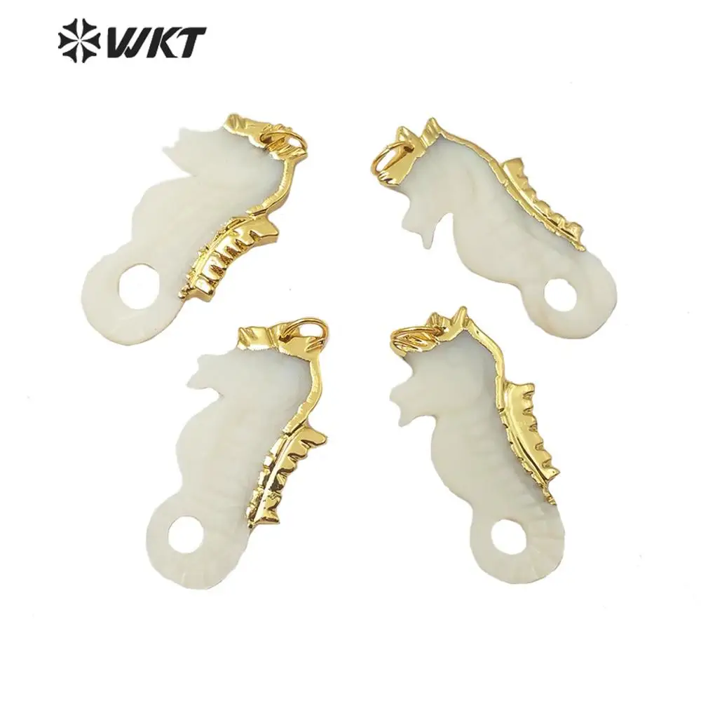 

WT-JP185 WKT Natural Shell Pendant Sea Horse Shape Shell Pendant Gold Electroplated Pendant Women Fashion Pendant Jewelry