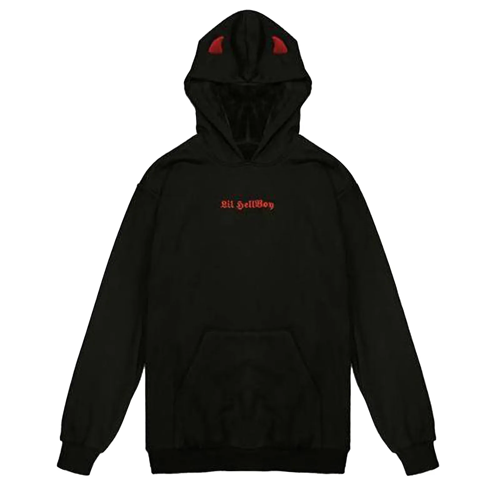 Sudadera con capucha de cuerno de diablo para mujer, ropa de calle gótica Punk, sudaderas negras sueltas de gran tamaño, Harajuku Kawaii, ropa para