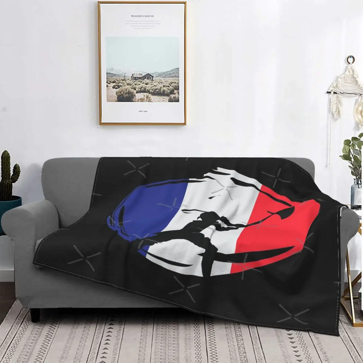 Manta de caballero con bandera de Francia, colcha de cama a cuadros, manta de felpa de Anime, toalla de playa de lujo para veran