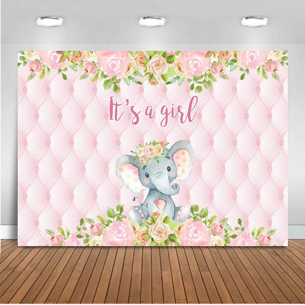 

Elephant backdrop for photography girl newborn baby shower party decoration for background supplies Elephant Pink Backdrops