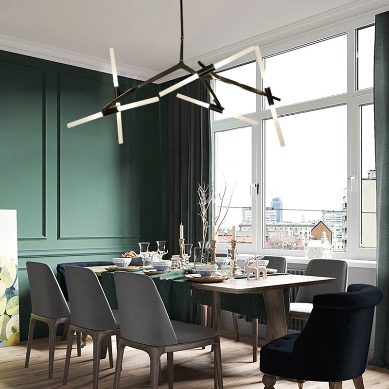 Villa tree branch lamp  Post modern designer Nordic led chandelier tree fork restaurant chandelier villa living room Chandelier image 3