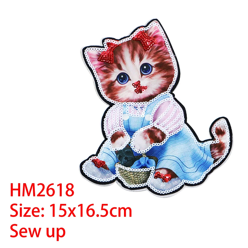 Patch di paillettes Decorative per cartoni animati Cute Cat Princess Beaded icon Patch di Applique ricamate per ferro fai da te su badge sullo zaino