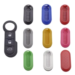 Cocolockey Remote Flip Key Shell Case Car Key Pad for Fiat 500 Panda Punto Bravo Replacement Key Case 3 Button Rubber Button Pad