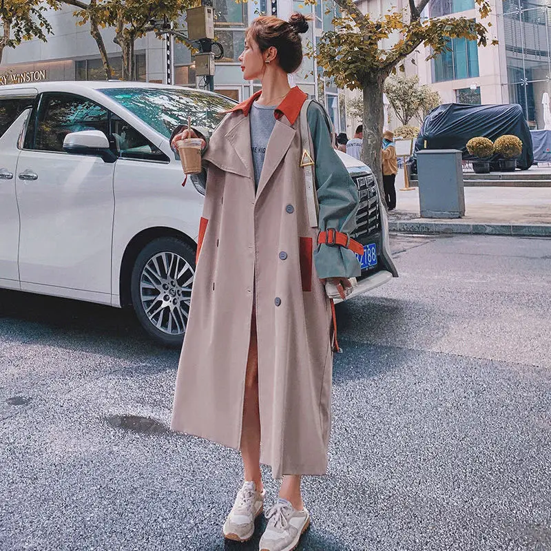 Women Autumn Long Trench Coat 2024 Spring Female Double Breasted Loose Trench Coat Outwear Fashion Belted Lady Cloak Windbreaker