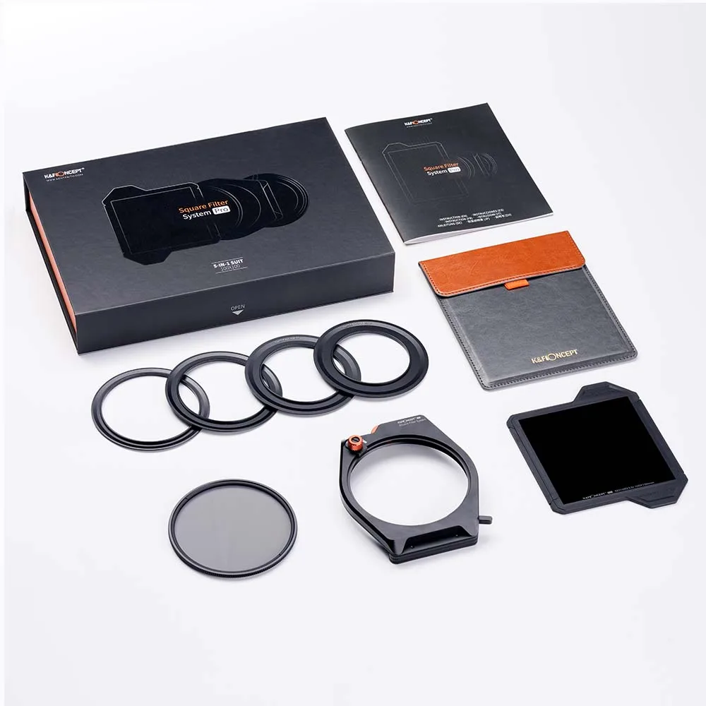 K&F Concept System Pro ND1000 Square Filters 100x100mm with 67mm 72mm 77mm 82mm Adapter Rings + 95mm CPL Camera Filter