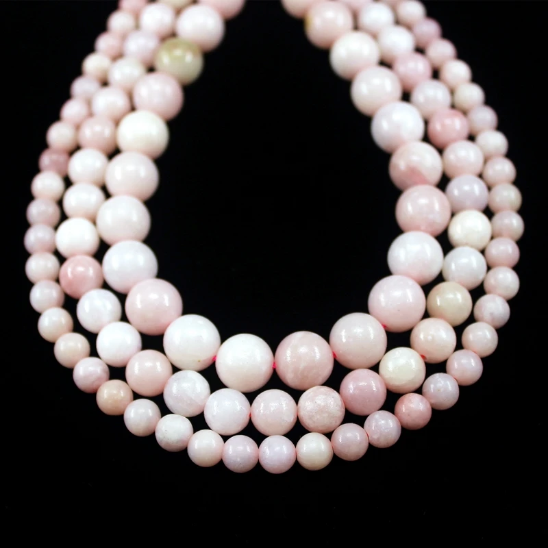 Natural Pink Opal Round Loose Beads Strand 6/8/10MM For Jewelry DIY Making Necklace Bracelet