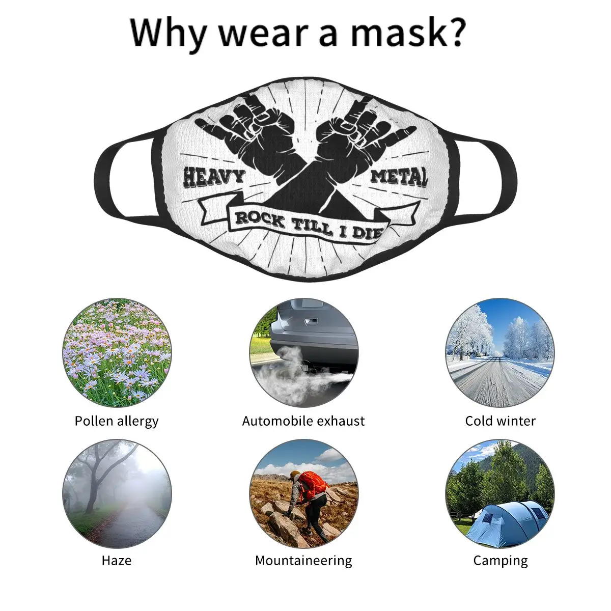 Heavy Metal Reusable Face Mask Rock Roll Music Anti Haze Dustproof Mask Protection Mask Respirator Mouth Muffle