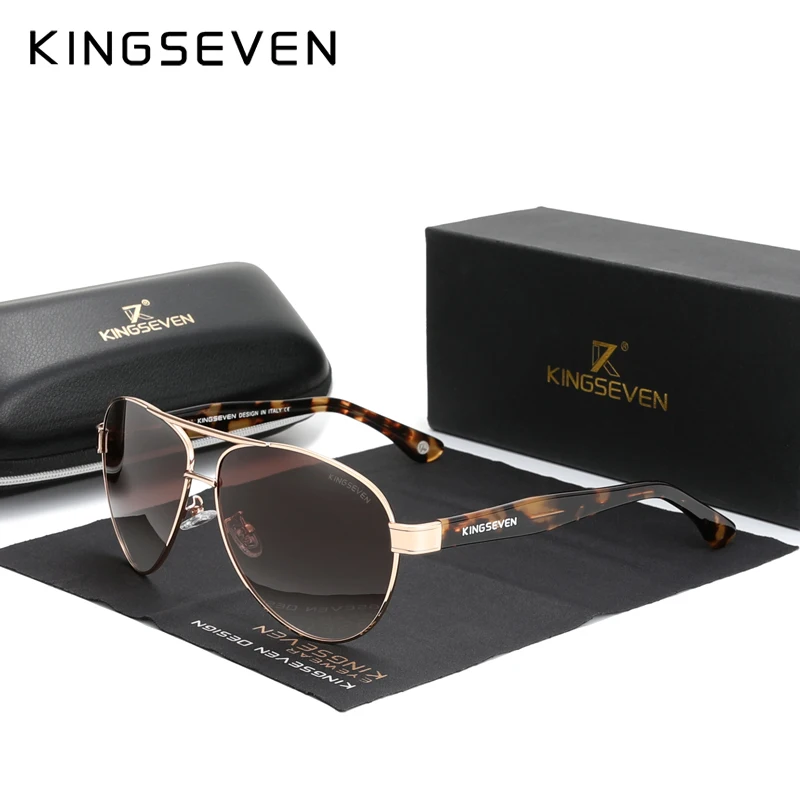 KINGSEVEN 2023 Official Debut Sunglasses Men Polarized Gradient Sun glasses Women Acetate Wire-Core Temples Pilot Eyewear N7777