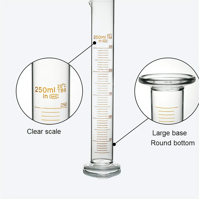 Glas Mess Zylinder 250 ml Professionelle Labor Messzylinder Chemie Labor Glas Standard Messung Tasse Grade A