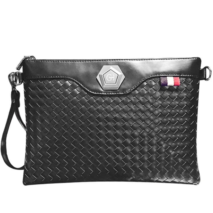 Bolso de mano de cuero sintético para hombre, cartera informal con correa de mano, resistente al agua, Popular