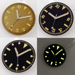 For NH35 NH36 MIYOTA 82 Series ETA 2836 2824 Automatic Movement 29MM California Black Super Luminous Watch Dial Face Hands Set