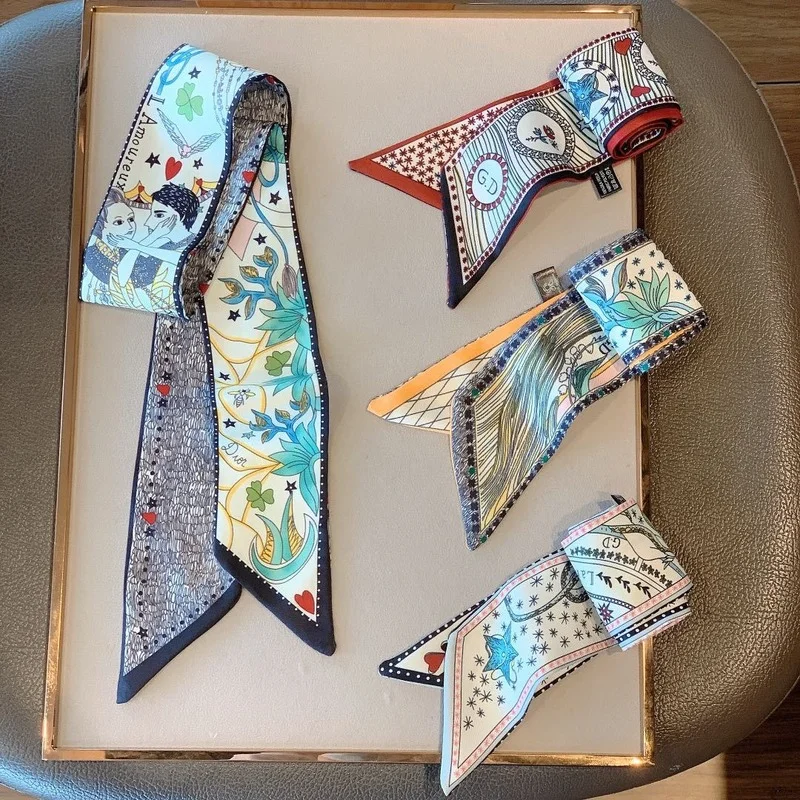 Small Silk Scarf Spring and Summer Decorative Hair Band Korean Versatile Bandage Ribbon Small Scarf