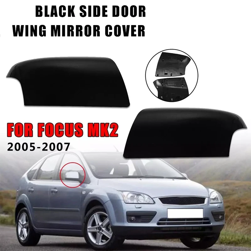 Glossy Black Car Rear View Mirror Cover Trim Side Wing Case for Ford Focus MK2 2005 2006 2007