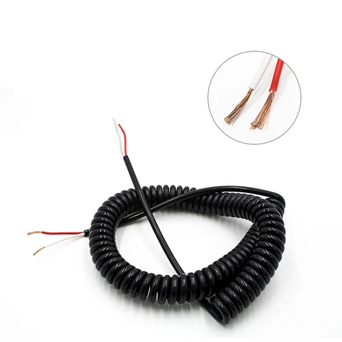 Cable de espiral con resorte, 2 núcleos, 3 núcleos, 4 núcleos, 0,5 mm, 0,75 milímetros cuadrados, cable de tracción que retiene automáticamente