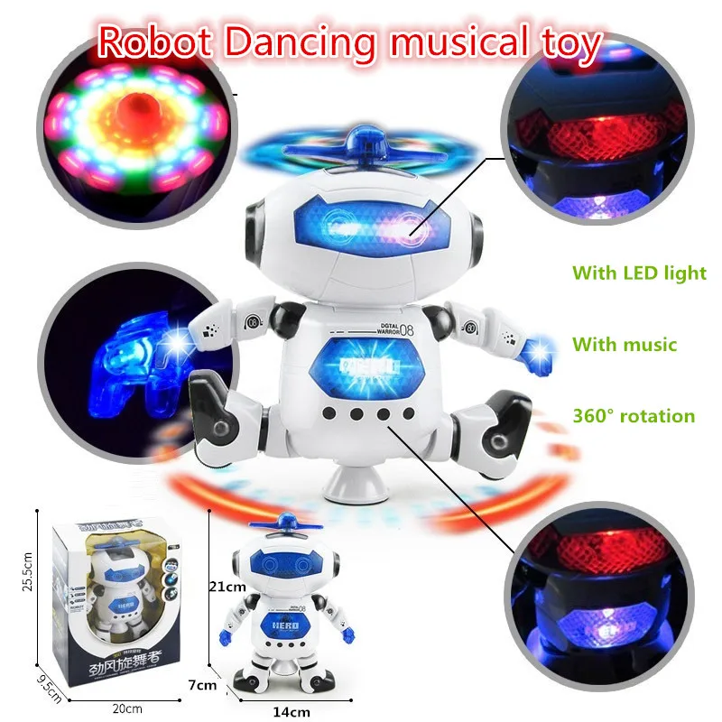 Vector Robot With Music 360° Rotation With LED Light Robots Inteligente Toys For Children Robot Toy Gifts