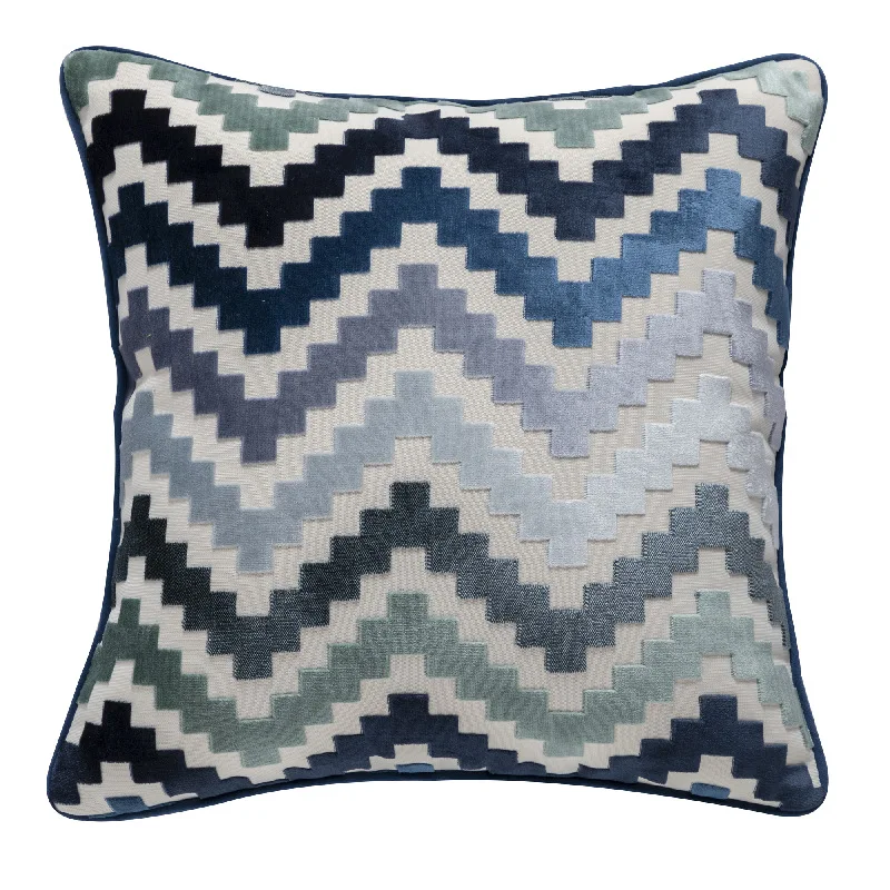 Fodera per cuscino in velluto fodera per cuscino morbida Zigzag grigio caffè blu durevole spessa decorativa per la casa per divano letto 45x4